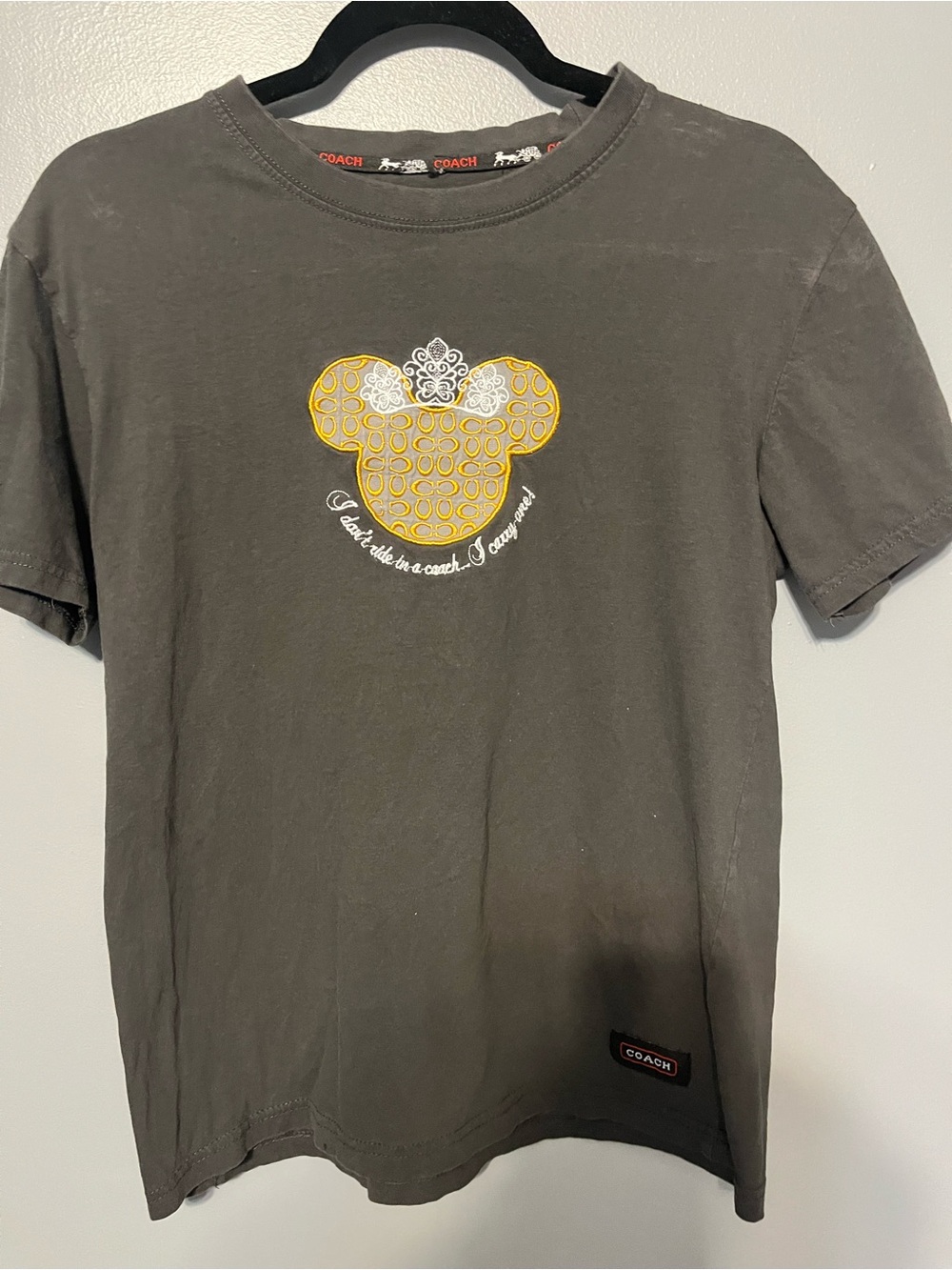Coach Gray Tee with Mickey Mouse  Logo